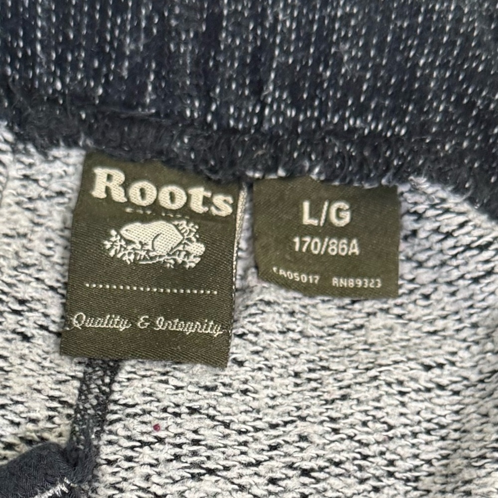 Roots Original Cotton Blend Sweatpant Fleece Pockets Drawcord Logo Soft Unisex L - Picture 8 of 16